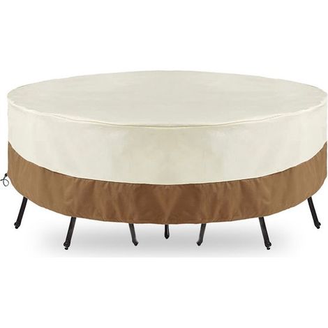 Funda redonda para mesa de jardín，funda impermeable para mesa de exterior，funda redonda impermeable para muebles，12758cm，negra (1/4)