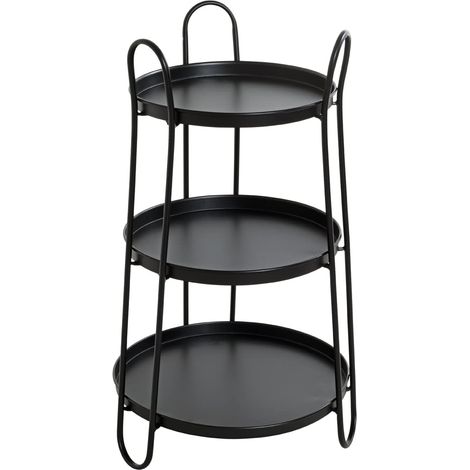Table d'appoint Ronde en métal Noir, Petite Table Basse Ronde - Dimensions : H 72 x Ø 43 cm Style : Moderne (1/4)