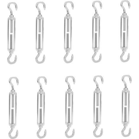 10 pièces tendeur à crochets en acier inoxydable 304, tendeur de câble M6, tendeur de fil d’acier avec crochet double (1/5)