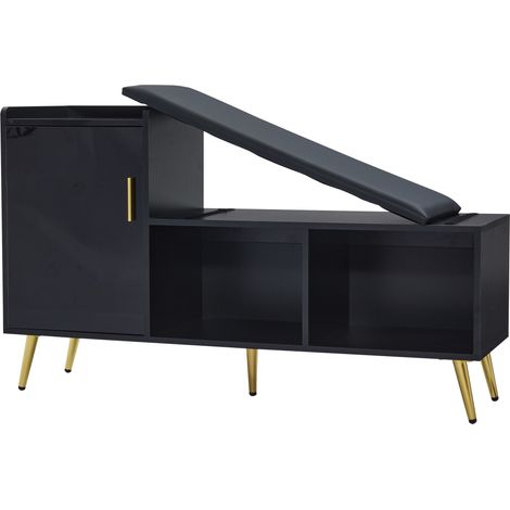 GagaBanc à chaussures noir brillant avec assise 120x35x71, 5 cm (1/5)