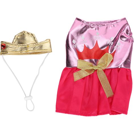Robe Princesse Pour Chien - Jupe En Polyester Souple Avec Couronne Réglable - Costume Fête Halloween Mariage Anniversaire - Ensemble 1 Pièce (1/5)