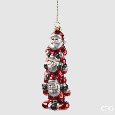 EDG Enzo De Gasperi Addobbo Babbo Natale x3 H 15 Cm 4 x 5,5 Cm White Red 1 Pz