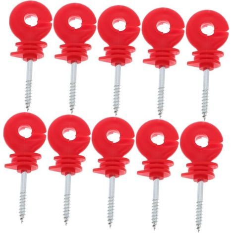 Lot de 20 isolateurs de clôture électrique autotaraudeurs, anneau de poteau, vis isolante, boucle, outil de clôture pour animaux, pour poteau en bois (1/5)