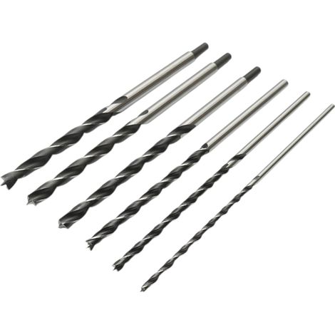 Set di 6 punte per trapano per legno, 6-14 mm, lunghezza 300 mm, gambo cilindrico, punta di centraggio Breckner Germany (1/5)