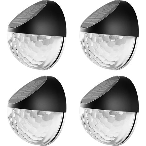 Lampe solaire d'extérieur avec éclairage étoilé, lampe solaire de clôture, lampe solaire d'intérieur et d'extérieur à détection automatique pour allée, jardin, escaliers - Lot de 4 (1/5)