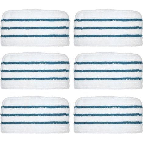 Lot de 6 lingettes de rechange pour balai vapeur lavable, blanches (1/5)