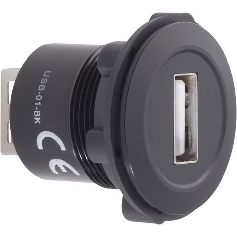 TRU COMPONENTS USB-01-BK USB-Einbaubuchse 2.0 Buchse, Einbau USB-Buchse Typ A auf USB-Buchse Typ A I (1/2)