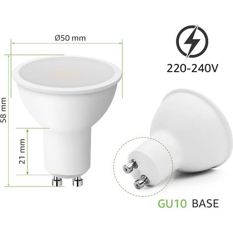 Ampoules LED GU10 5W Equivalent 80W, 790LM 4000K Blanc Neutre, Angle de Lumière 120°10pcs (1/4)