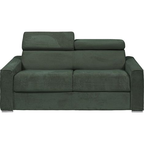 Divano letto 3 posti a ribalta Posto letto 140 cm Materasso 22 cm in Velluto a coste Verde - VIZIR (1/4)