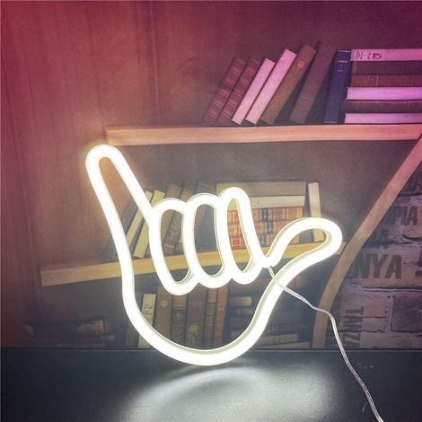 ampe néon en forme de main à suspendre - Lampe LED décorative, Pour la maison, la chambre, le bar, le restaurant, Noël - Blanc (1/5)