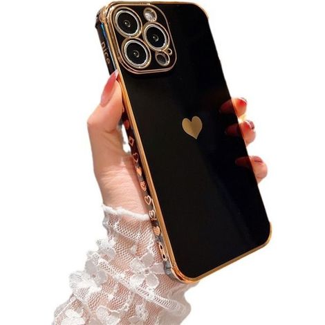 HOXILEELEO - Coque iPhone 16 Pro pour femme, jolie coque de protection en silicone antichoc avec motif cœur d'amour (1/5)