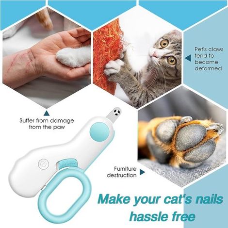 Cortaúñas profesional para gatos, 2 mm, orificio de corte redondo, herramienta de aseo para perros con luz LED, para gatos, gatitos y perros (1/5)