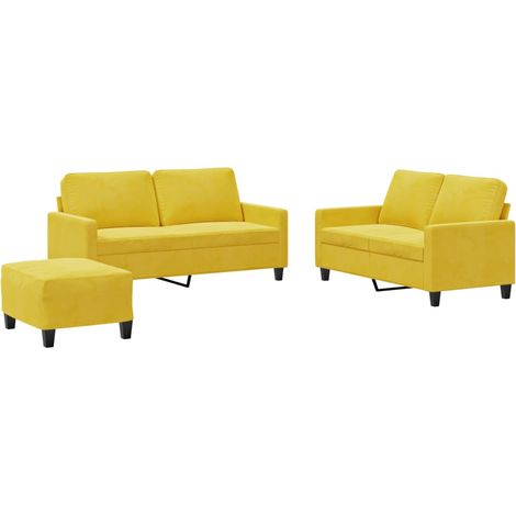 vidaXL Set di Divani 3 pz con Cuscini giallo in Velluto (1/5)
