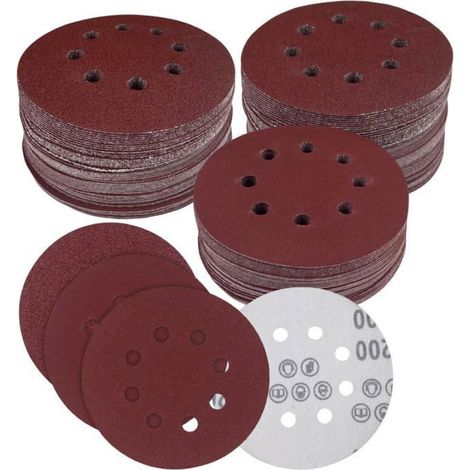 80 disques abrasifs 125mm 8 trous grains 40-400, ponceuse excentrique anti-encrassement (1/5)