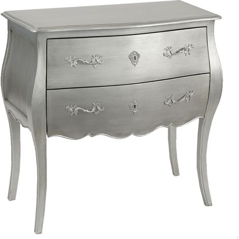 Amadeus - Commode 2 tiroirs argentée L80 cm Murano (1/4)