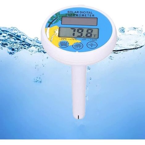 (Blaues) Digitales Solarthermometer für Schwimmbäder, schwimmendes Thermometer, elektronisches Temperaturmessgerät, Solarladung (1/4)