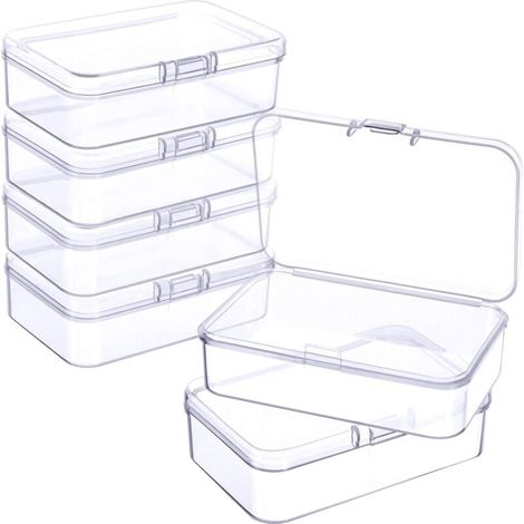 ZVD Boîte de rangement en plastique transparent pour recueillir des petits objets assortis, paquet de 6 (8,5 x 8,5 x 2,5 cm) (1/4)