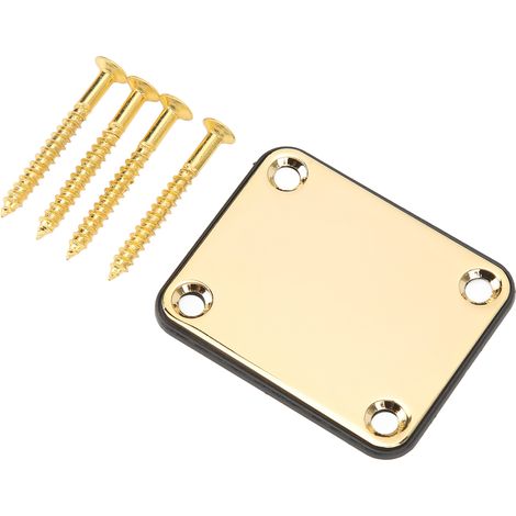 Plaque de fixation carrée en métal pour manche de guitare électrique, 4 trous avec vis, pièces détachées pour basse, couleur or (1/5)