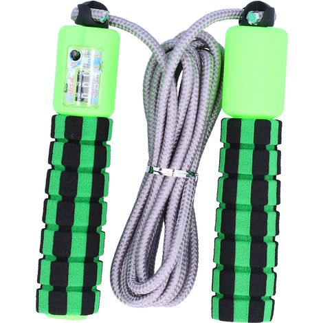 Corde À Sauter Électronique Avec Compteur - Coton Caoutchouc Réglable - Pour Fitness Maison Et Extérieur - Vert (1/5)