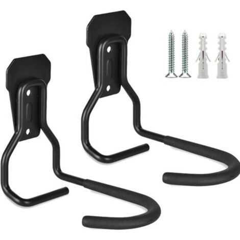 Set aus 2 wandmontierten Fahrradständern, Haken und Wandbefestigungen, robustes vertikales Aufbewahrungsregal für Garage und Zuhause, solides Design, platzsparend. (1/5)