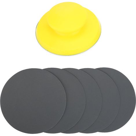 Ortviai Bloc de ponçage manuel 5 pouces avec velcro + 5 disques abrasifs 1500 grains en ABS résistant (1/5)
