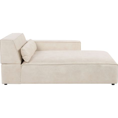 Left-Hand Chaise Lounge HELLNAR Velvet Light Beige (1/5)