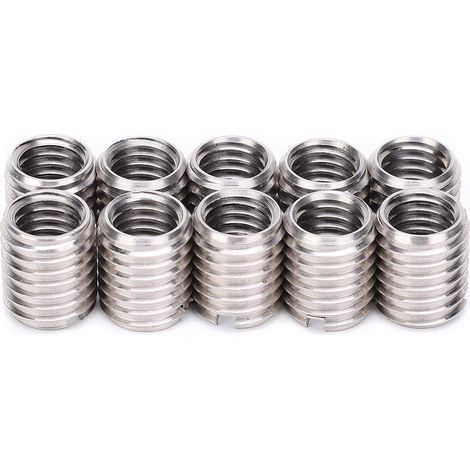 10 Stück Einsatzmutter, Innengewindeeinsatz M8 x 1,25, Außengewinde M10 x 1,5, lang, 12 mm Bodenloch, 9,0 mm Edelstahl, Montagemutter, Reparatur, Gewindehülse, Innensechskantschraube, Reduzierer-Konve (1/5)
