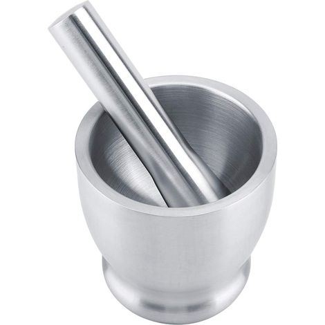 Ensemble de mortier et pilon en acier inoxydable, ensemble de bol à mortier et pilon, broyeur en métal (1/5)