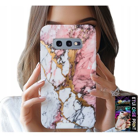 Custodia per Samsung Galaxy S10E - motivo marmo rosa e bianco, effetto pietra (1/5)