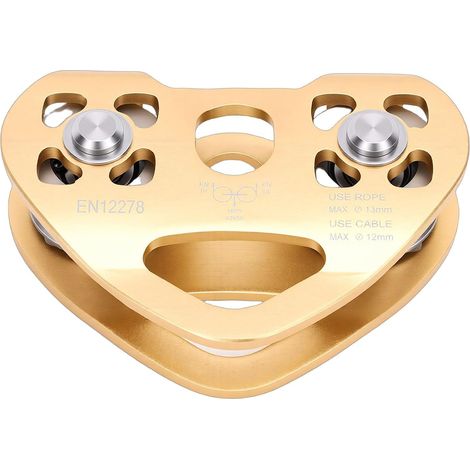 30KN Tandem Zip Line Pulley, Double Trolley for Cable, Rescue, Climbing, Transport, Mountaineering Rig, Garden Zip Line, Robust Aluminum Alloy with Bearings (1/5)