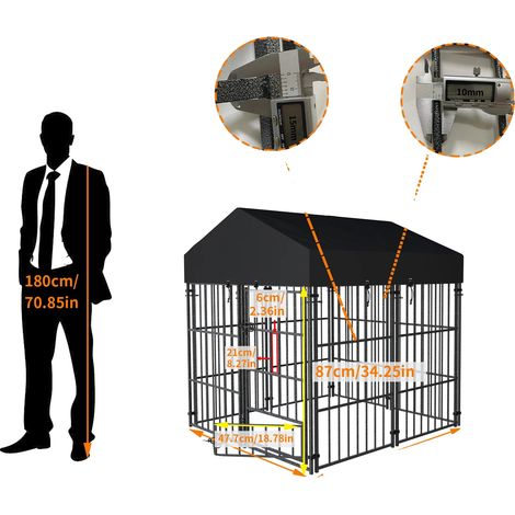 Chenil pour chiens, construction en métal robuste, toit résistant aux intempéries, XS (1/2)