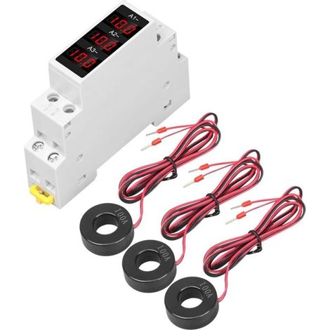 Modulare Drehstrom-Amperemeter, Stromanzeiger, DIN-Schienenmontage, LED, digital, Wechselstrom-Amperemeter 80 V – 500 V, 1100 A, XXW (1/4)
