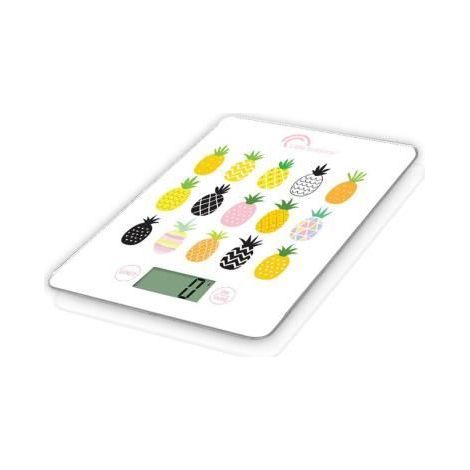 LITTLE BALANCE Bilancia da cucina elettronica 8341 Slim - 5 kg / 1 g - Piatto in vetro temperato - Extra-piatto - BD Ananas (1/5)