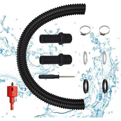 Tuyau de Raccordement du Kit Recuperation Eau de Pluie 500mm Réutilisable Recuperateur d Eau de Pluie avec Accessoires de Montage Collecteur de Gouttiere Kit pour Baril de Pluie (1/5)