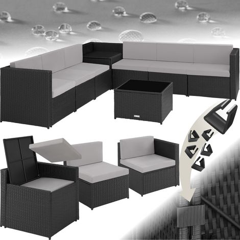 Canapé de jardin lounge pour 6 places en acier noir