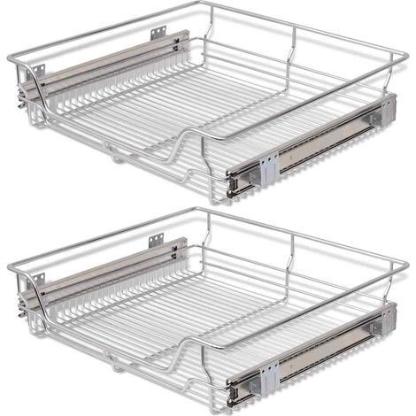 Panier en treillis métallique 2 pcs 600 mm Argenté