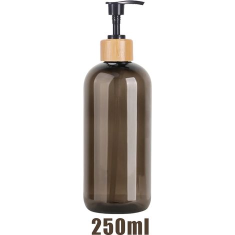 Flacon distributeur grande capacité (250 ml avec bambou) pour lotion, shampoing et savon liquides. Flacon presse-liquide rechargeable et portable, idéal pour les voyages et les hôtels. (1/5)