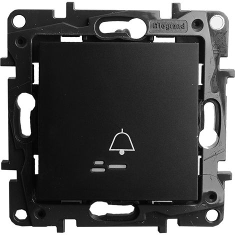 BOUTON-POUSSOIR ILLUMINÉ NOIR NILOE ÉTAPE SONNETTE AVEC ÉCLAIRAGE LEGRAND 863510 (1/5)