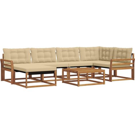 Ensemble de canapés d'extérieur 19 pcs Salon de jardin Naturel et Beige (1/5)