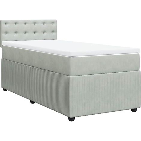 Maison Exclusive - Cama box spring con colchón terciopelo gris cl (1/5)