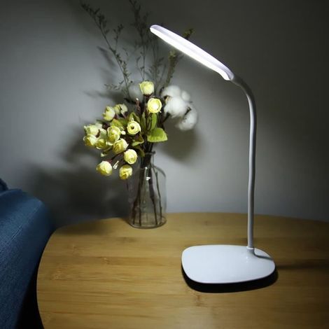 Lampe de bureau LED Lampe de table USB avec col de cygne flexible, 3 niveaux de luminosité Lampe de lecture de chevet Interrupteur-Ywey (1/5)