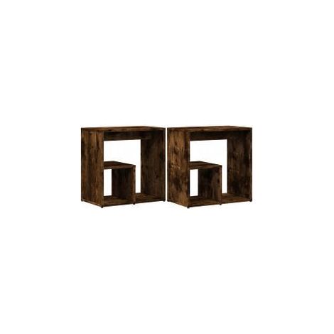 Tables d'appoint 2 pcs chêne fumé 50x30x50 bois d'ingénierie (1/5)