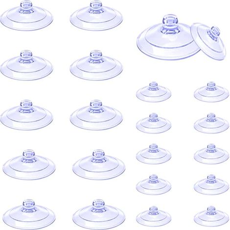20 Pcs 20mm and 40mm Clear Plastic Suction Cups without Hooks for Home Decoration and Organization Window Bathroom Office Glass (1/5)
