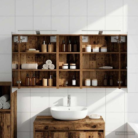 Juego de Muebles de Baño con estante 3 pcs 130 x 14,5 x 70 cm
