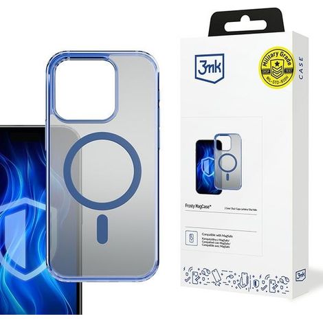 Funda MagSafe Frosty para iPhone 15 Pro 3MK, color azul