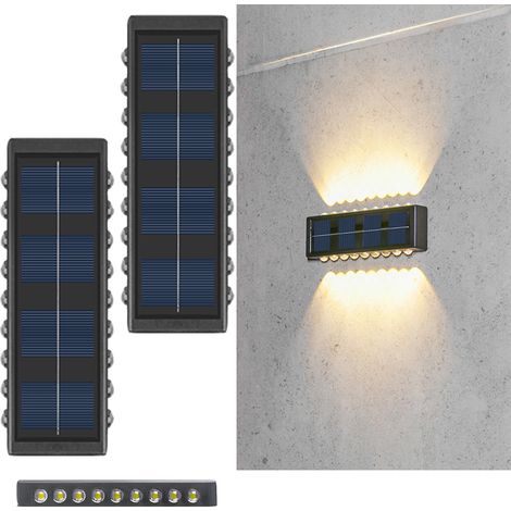 Éclairage solaire d'escalier, éclairage solaire de clôture, étanche IP65, idéales pour terrasses, escaliers, terrasses(lumière chaude-lot de 2) (1/5)