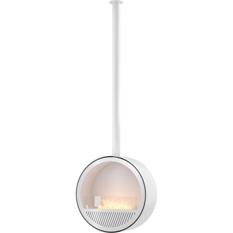 Camino a Bioetanolo Sospeso Ø72,4x30x220,4 cm Incyrcle Slim Bianco