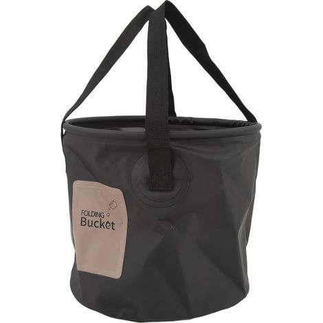 Seau pliable 10 L résistant aux hautes températures, portable et pliable, avec poignée, pour le camping, la pêche et les pique-niques (noir). (1/5)