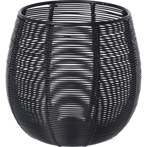 Teelichthalter aus Metall, schwarz, Ø 12 cm