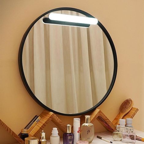 Noir,(sans miroir)Lampe de maquillage portable sans fil à LED pour miroir de salle de bain  Éclairage avant LED  Abat jour en acrylique rechargeable par USB  Pour coiffeuse de salle de bain